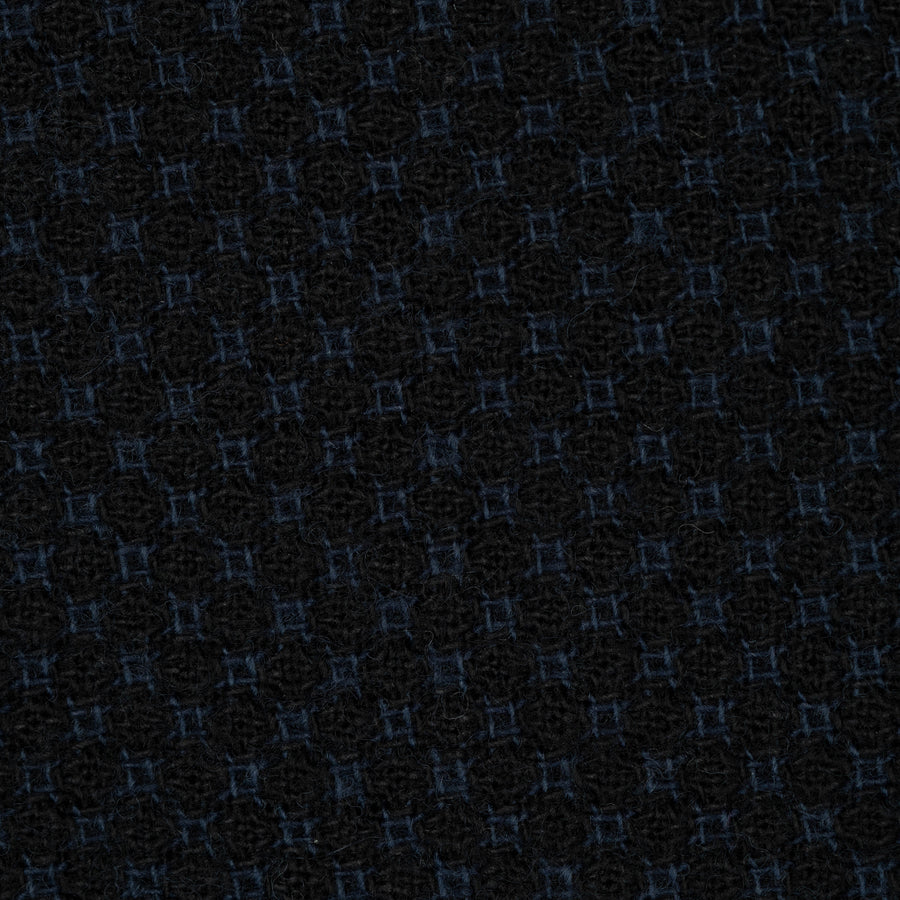 blue black wool linen mix